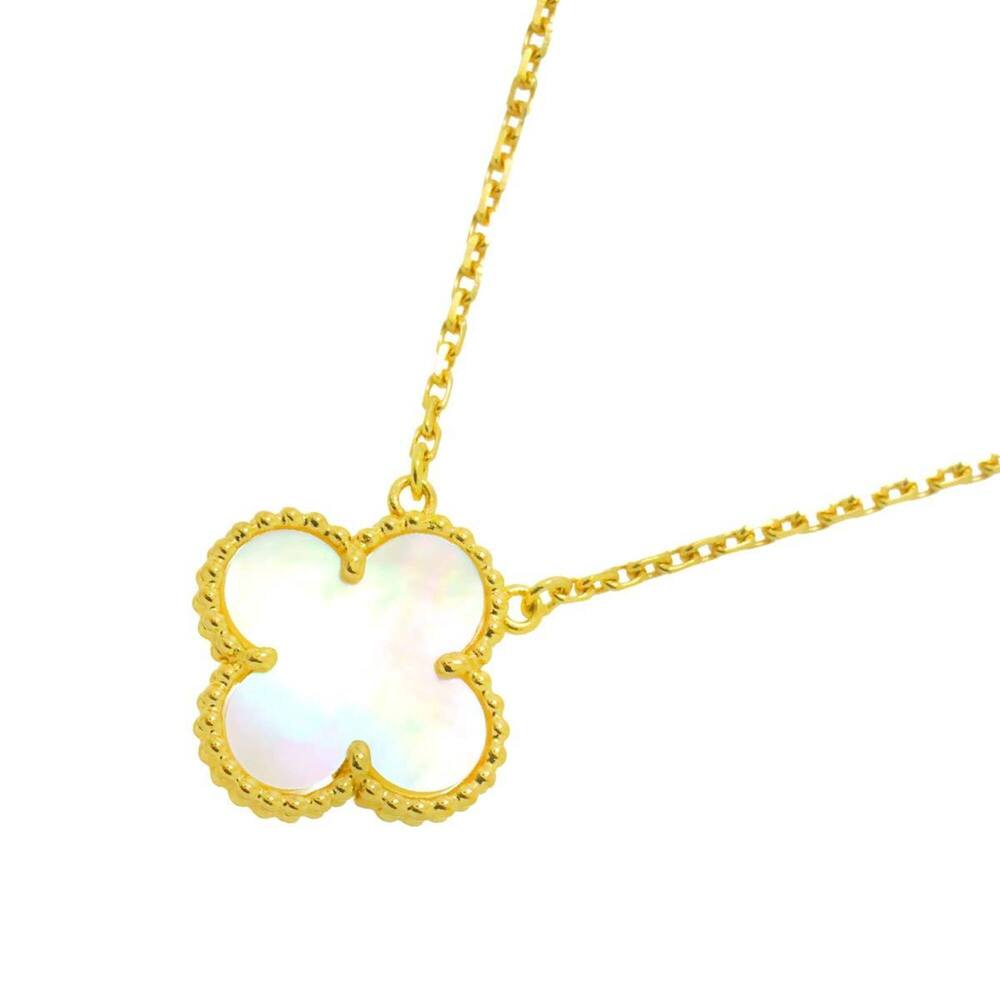 Van Cleef & Arpels VCA Alhambra Shell Necklace 42cm 18K Yellow Gold 750